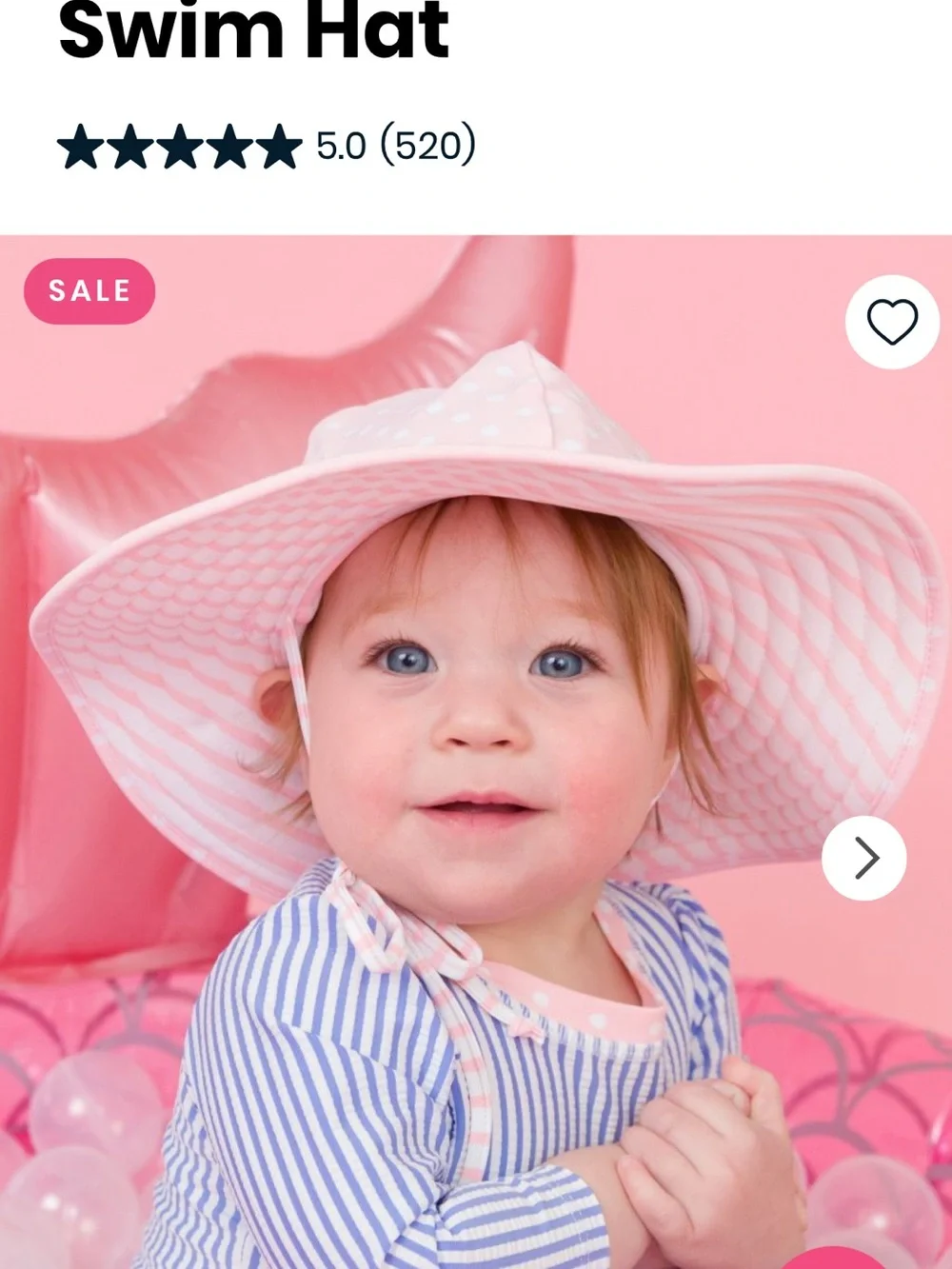 Ruffle Butts Blue & White striped and Pink Dot Swim Hat 0-12 month
